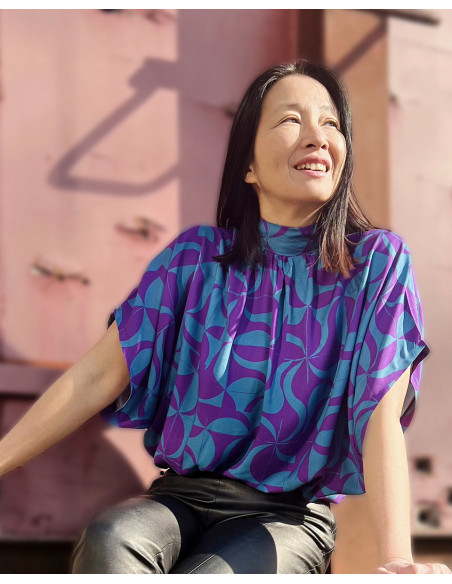 Tessuto twill di viscosa Purple retro - My Dress Made