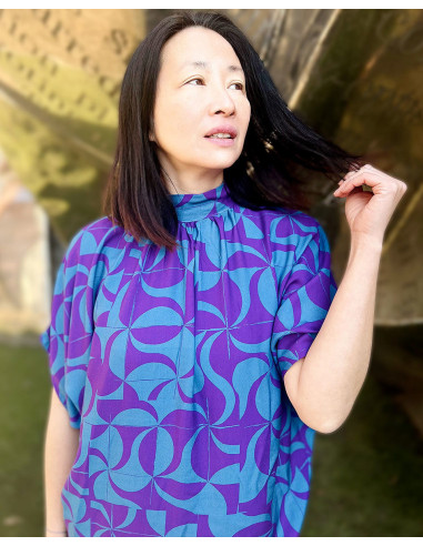 Tessuto twill di viscosa Purple retro - My Dress Made