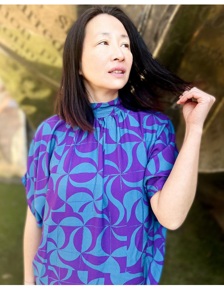 Tessuto twill di viscosa Purple retro - My Dress Made