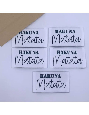 Set di 5 etichette tessute da cucire Hakuna Matata
