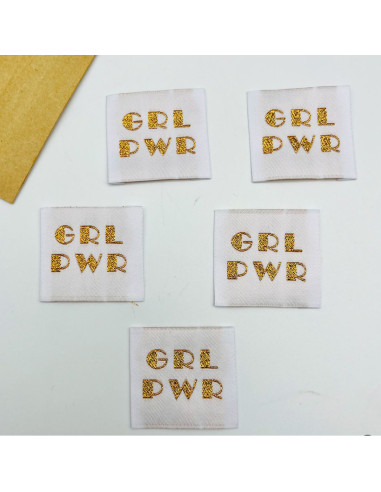 Set di 5 etichette tessute da cucire Girl Power