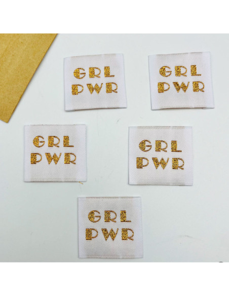 Set di 5 etichette tessute da cucire Girl Power
