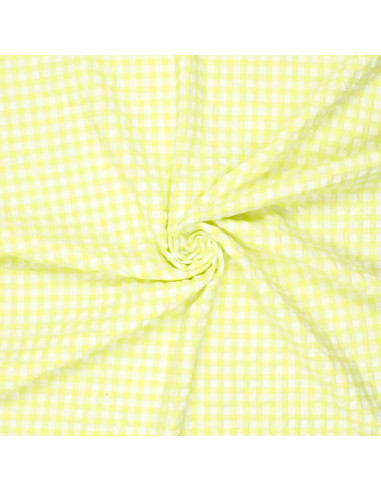 Tessuto Seersucker a quadri - Giallo