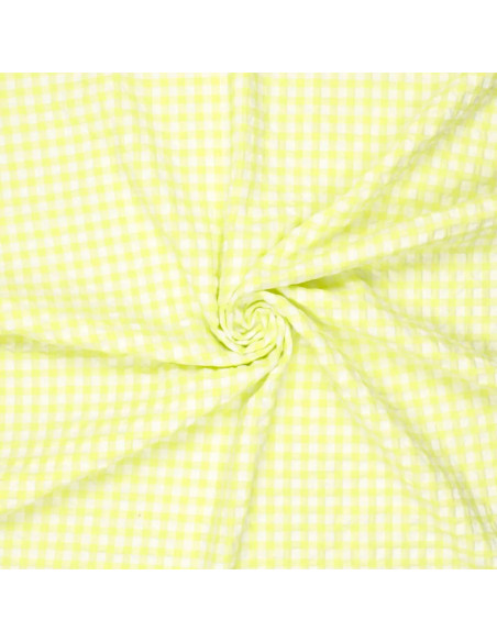 Tessuto Seersucker a quadri - Giallo