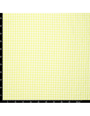 Tessuto Seersucker a quadri - Giallo
