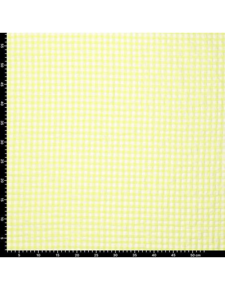 Tessuto Seersucker a quadri - Giallo