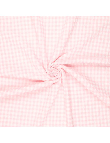 Tessuto Seersucker a quadri - Rosa