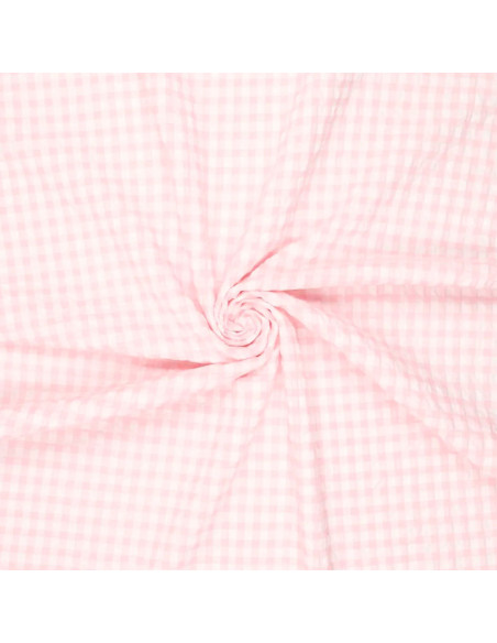 Tessuto Seersucker a quadri - Rosa