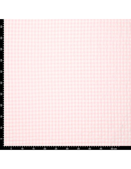 Tessuto Seersucker a quadri - Rosa