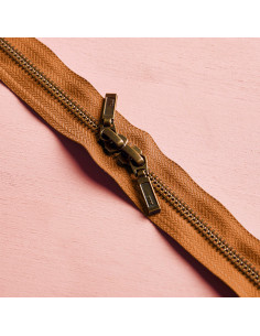 Chiusura a doppio cursore Ottone e Pecan pie 40 cm - Atelier Brunette