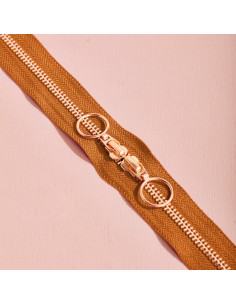 Chiusura a doppio cursore Gold e Pecan Pie 40 cm - Atelier Brunette
