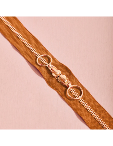 Chiusura a doppio cursore Gold e Pecan Pie 40 cm - Atelier Brunette