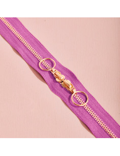 Chiusura a doppio cursore Gold e Bubble Gum 40 cm - Atelier Brunette