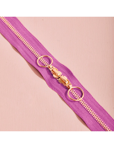 Chiusura a doppio cursore Gold e Bubble Gum 40 cm - Atelier Brunette