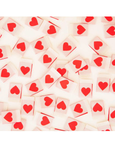 Set di 8 etichette tessute - Cuore rosso