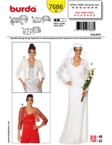 Modello di bolero - Burda 7686