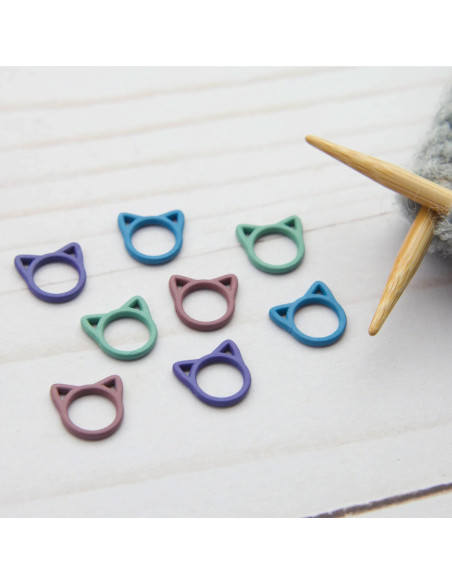 Set di 8 marcapunti chiusi - Gatto colorato