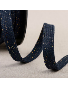 Cordone intrecciato piatto lurex - Blu marino e oro