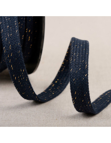Cordone intrecciato piatto lurex - Blu marino e oro