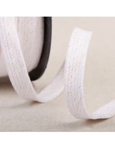 Cordone intrecciato piatto lurex - Bianco e oro