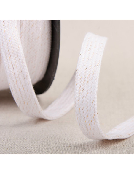 Cordone intrecciato piatto lurex - Bianco e oro