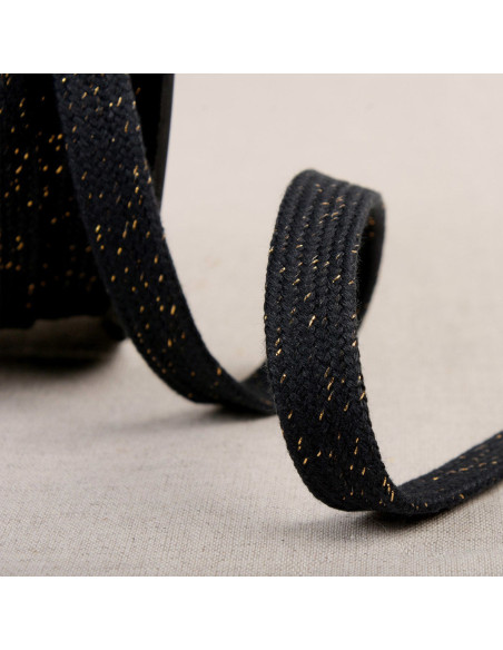 Cordone intrecciato piatto lurex - Nero e oro