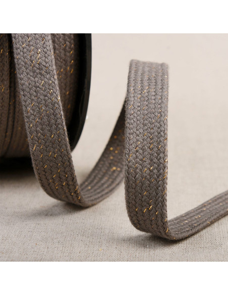 Cordone intrecciato piatto lurex - Grigio e oro