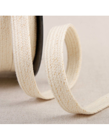 Cordone intrecciato piatto lurex - Ecru