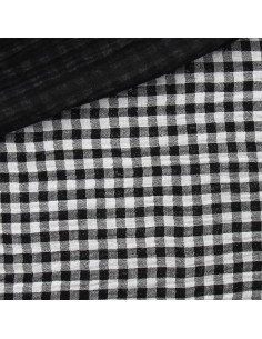Tessuto doppia garza goffrata vichy - Nero e bianco sporco 2
