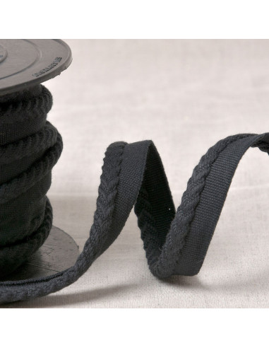 Cordoncino con profilo a spina di pesce - Nero