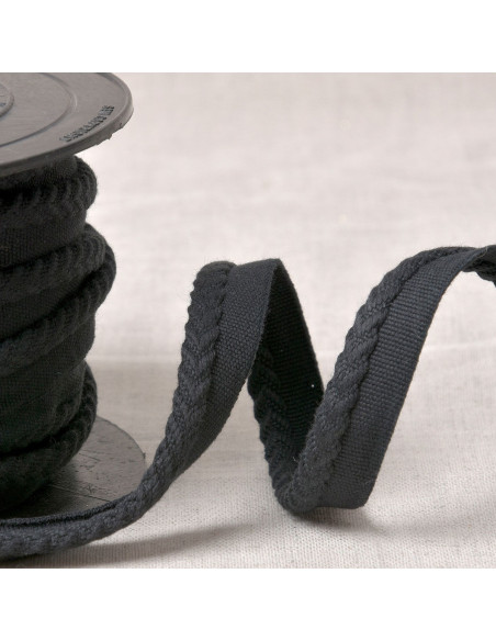 Cordoncino con profilo a spina di pesce - Nero