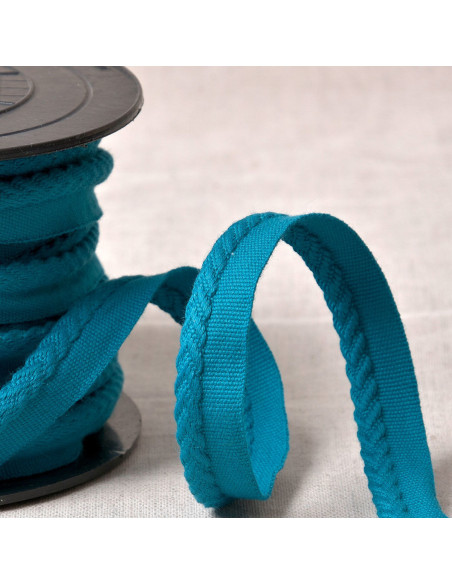 Cordoncino con profilo a spina di pesce - Blu petrolio