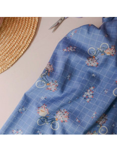 Tessuto satin di cotone Bicicletta blu - Lise Tailor