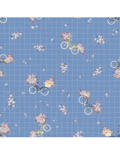 Tessuto satin di cotone Bicicletta blu - Lise Tailor 2