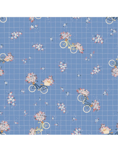 Tessuto satin di cotone Bicicletta blu - Lise Tailor