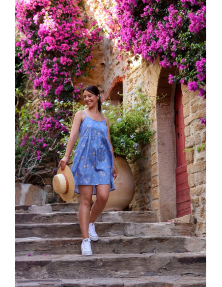 Tessuto satin di cotone Bicicletta blu - Lise Tailor