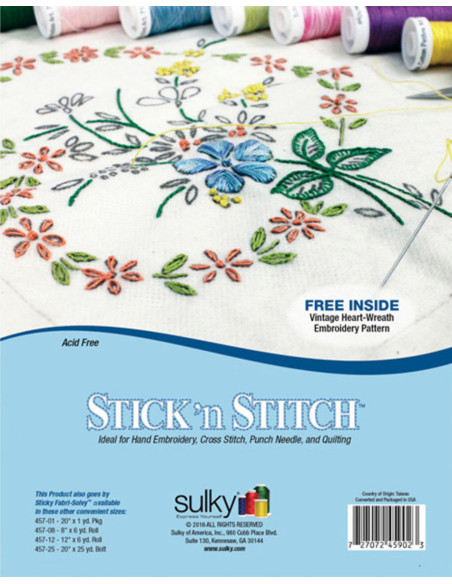 Set di 12 fogli idrosolubili, adesivi e stampabili A4 Stick N Stitch Sulky