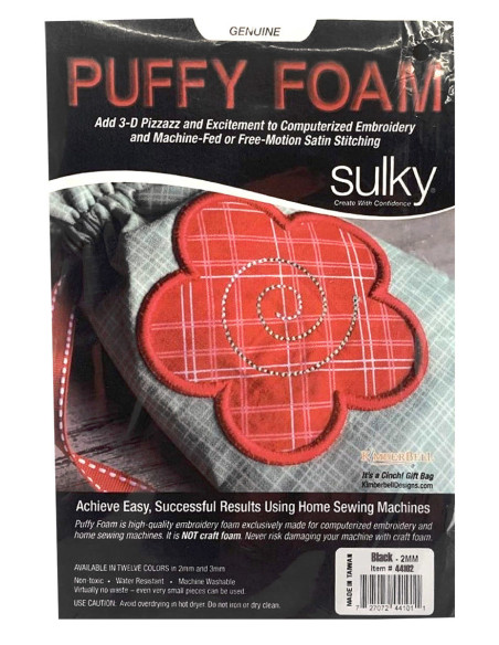 Confezione di 3 fogli di schiuma 3D Puffy 2 mm per ricamo - Nero