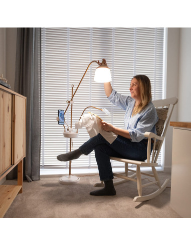 Lampada da terra con lente d'ingrandimento, vassoio e pinza per telefono Daylight Anita