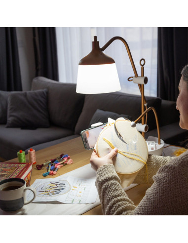 Lampada da tavolo con lente d'ingrandimento, vassoio e pinza per telefono Daylight Anita