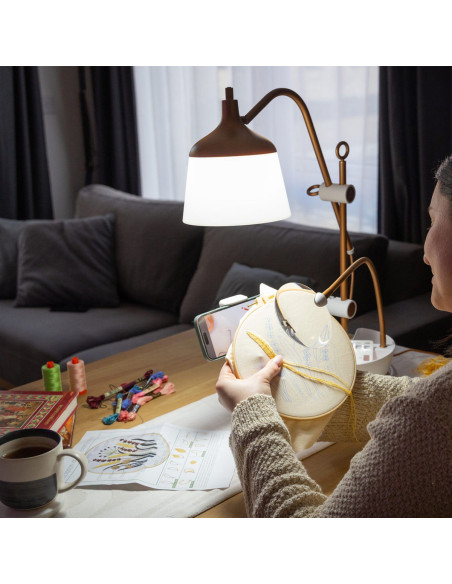 Lampada da tavolo con lente d'ingrandimento, vassoio e pinza per telefono Daylight Anita