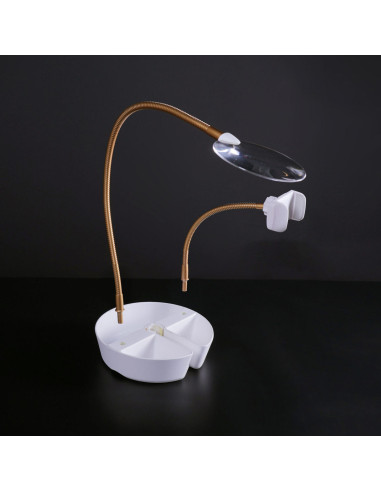 Lampada da tavolo con lente d'ingrandimento, vassoio e pinza per telefono Daylight Anita