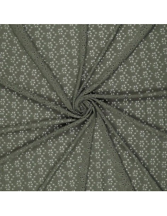 Tessuto ricamato inglese elasticizzato - Kaki scuro