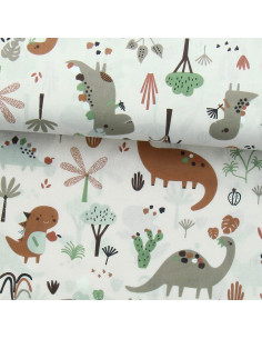 Tessuto popeline di cotone - Dinosauro marrone