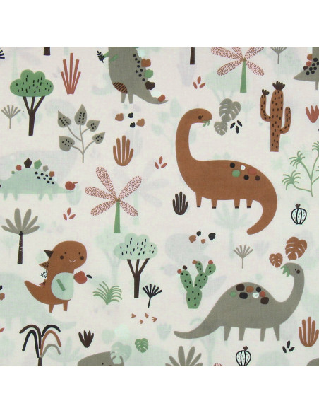 Tessuto popeline di cotone - Dinosauro marrone
