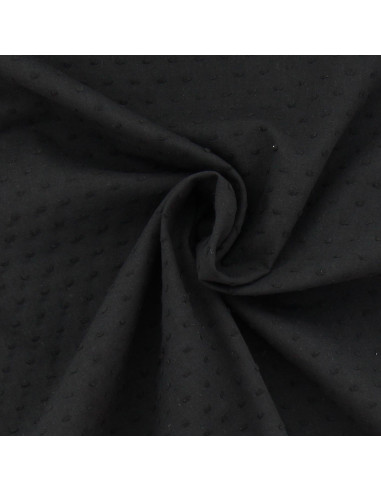 Tessuto cotone plumetis - Nero