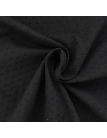 Tessuto cotone plumetis - Nero