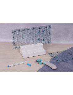 Cassetta in legno bianco con 10 scomparti per righelli patchwork 2