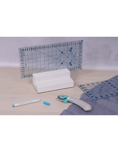 Cassetta in legno bianco con 10 scomparti per righelli patchwork