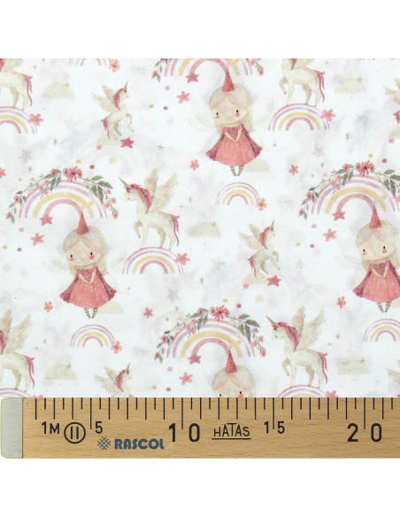Tessuto popeline di cotone - Linette bianco e rosa